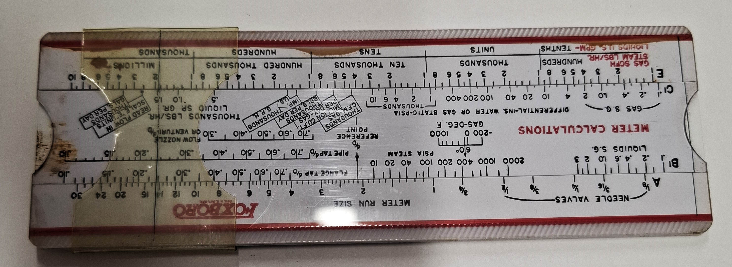סרגל חישוב לשסתומים חברת המי עבור פוקסבורו 